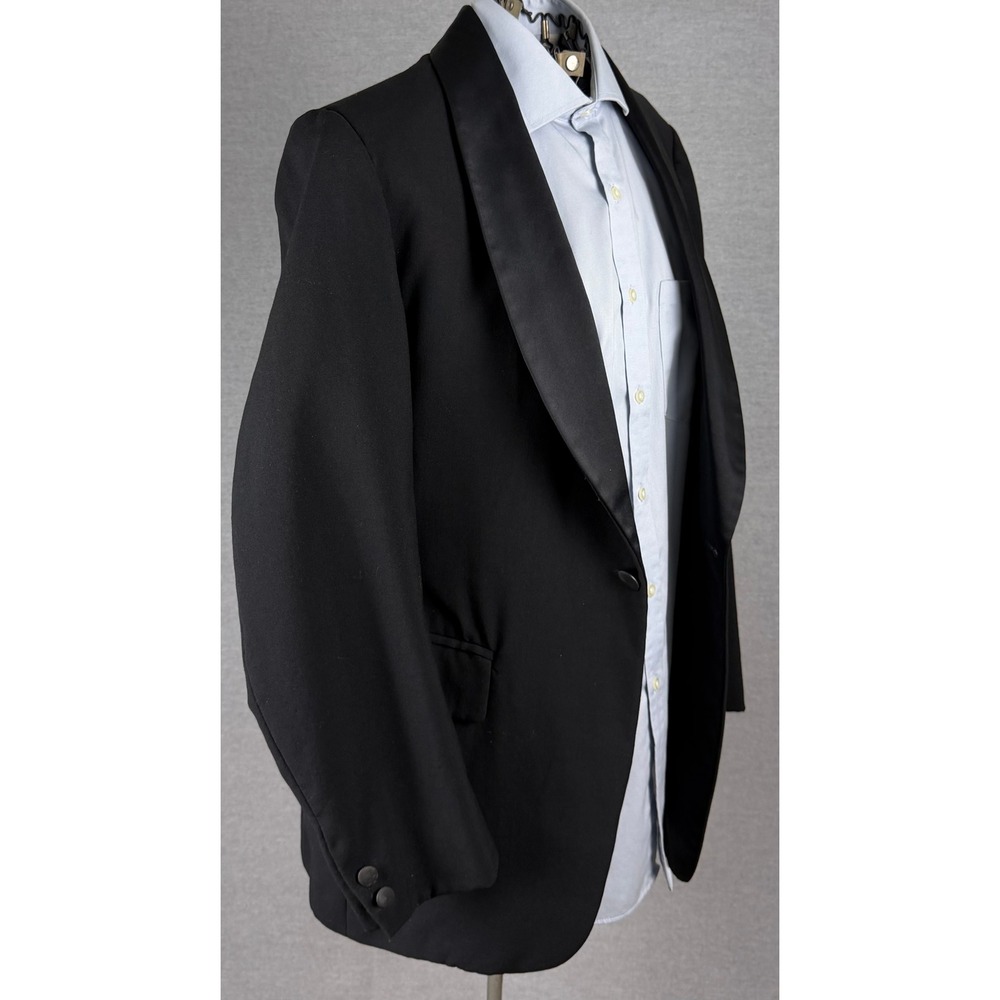 Vintage 50s Black Tuxedo Jacket Shawl Lapel Union Made Formal Blazer 41L